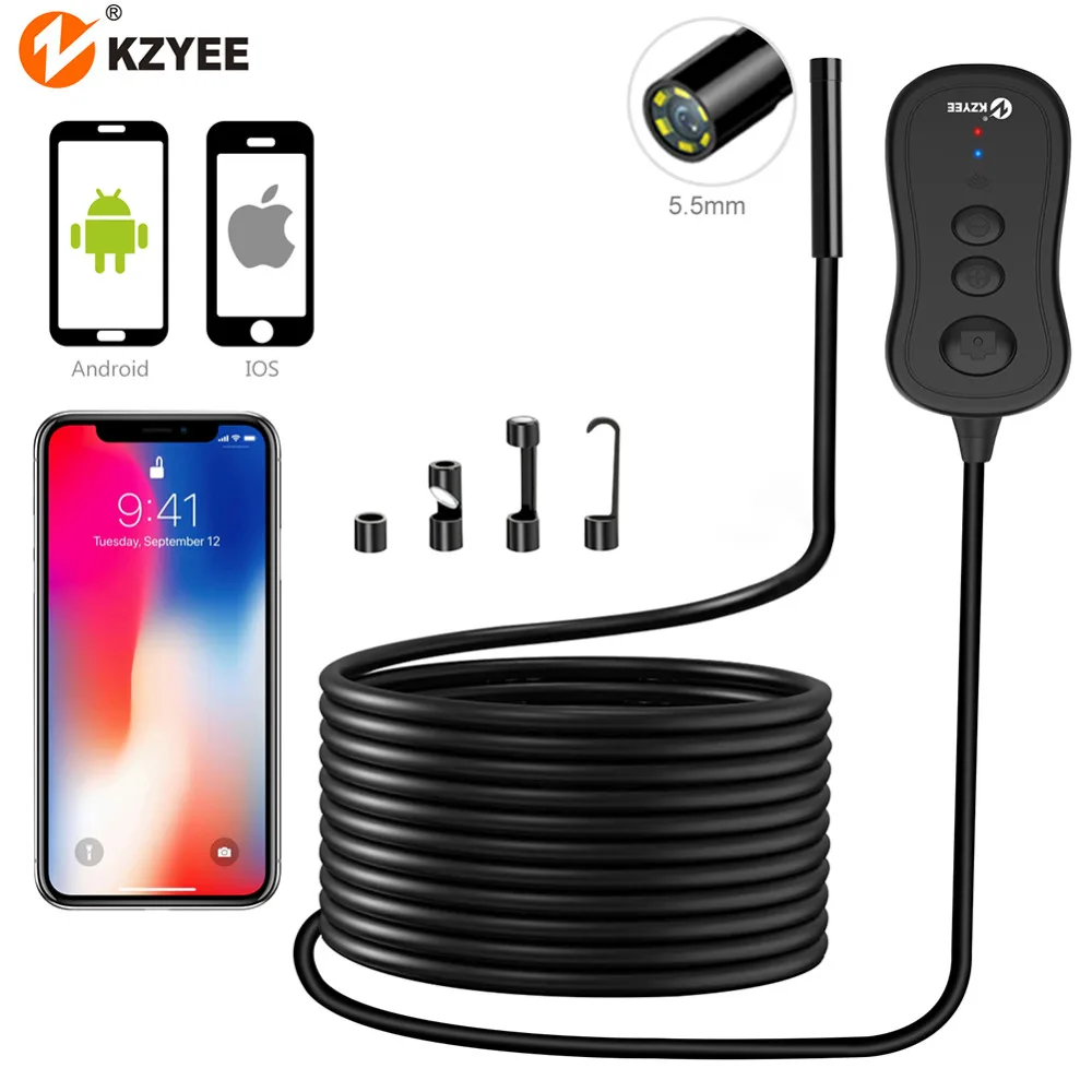 Камера Эндоскоп KZYEE Водонепроницаемая мини камера Бороскоп 10 м 1080P HD Wi Fi|Камеры
