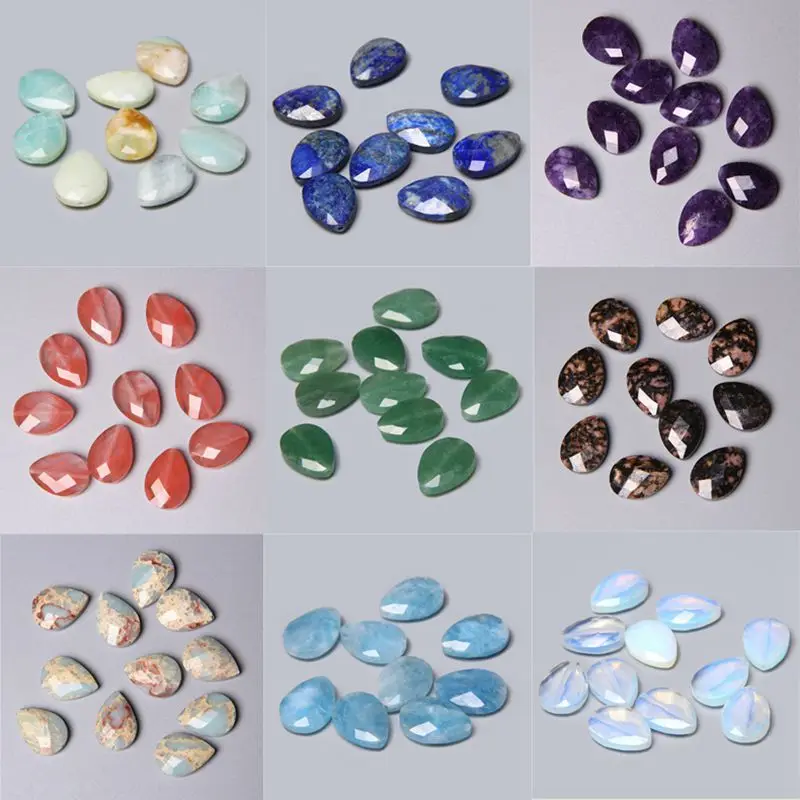 

5Pcs Colorful Faceted Gemstones Charm Jaspe Natural Stone Opal Waterdrop Quartz Pendant for Jewelry Making Necklace Accessories