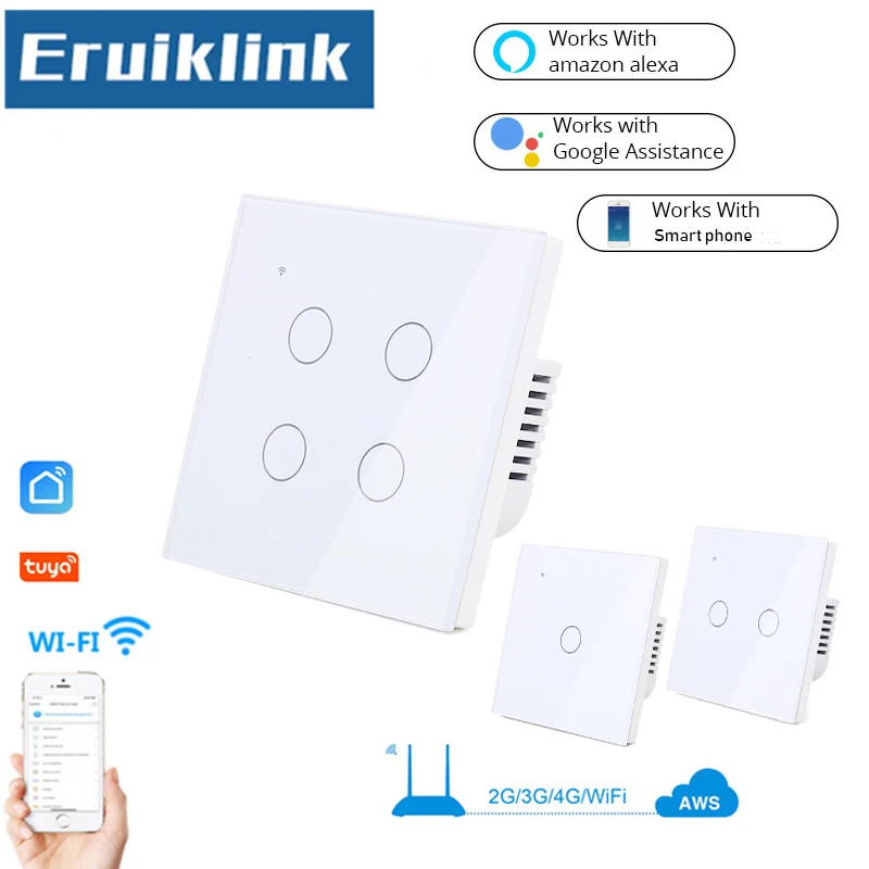 Стандарт Великобритании/ЕС Wifi умный выключатель света 1 2 3 4 банды способ