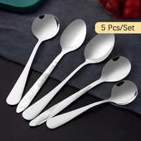 5pcsset stainless steel spoon household stainless steel round head male spoon children meal spoon dessert soup spoon tableware