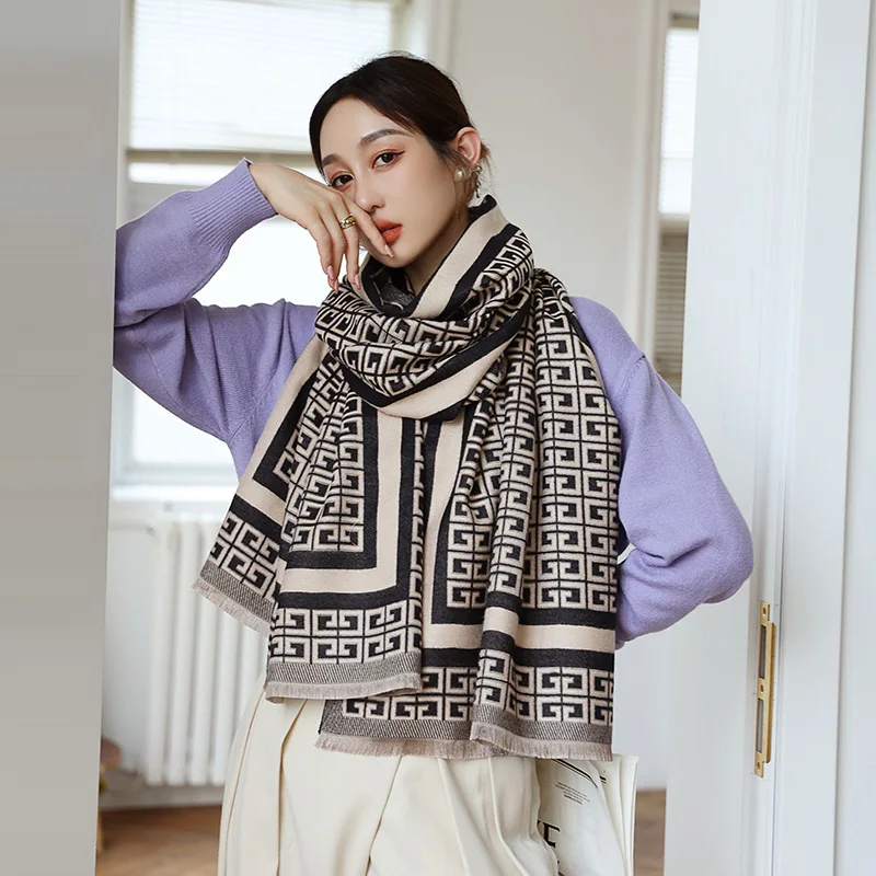 

Winter Cashmere Scarf 2021new Lady шарф Warm Pashmina Blanket designer brand Scarves Women Shawl Female Decoration Thick Foulard