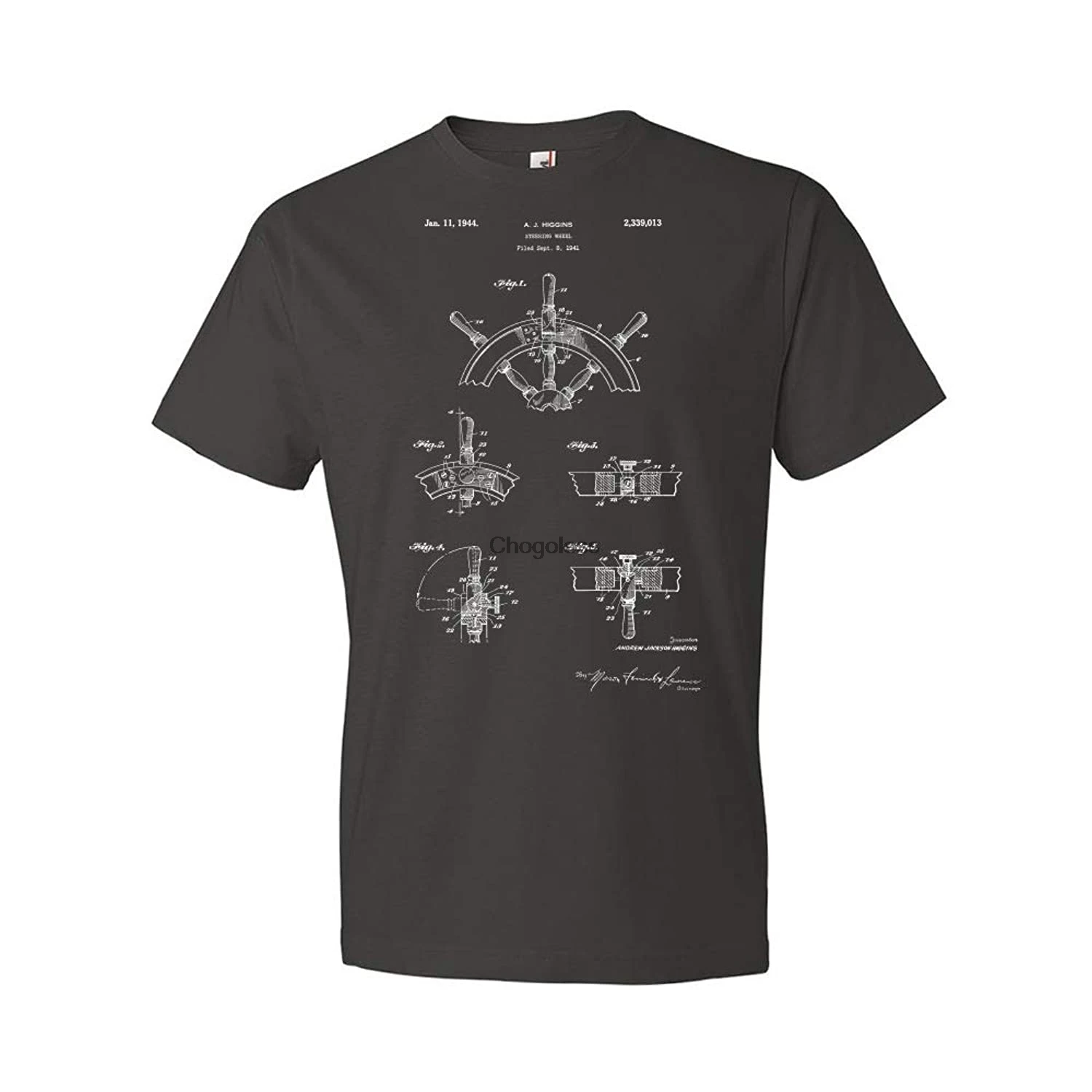 

Ship Steering Wheel T-Shirt Navy Officer Ship Captain Gift Marina Tee