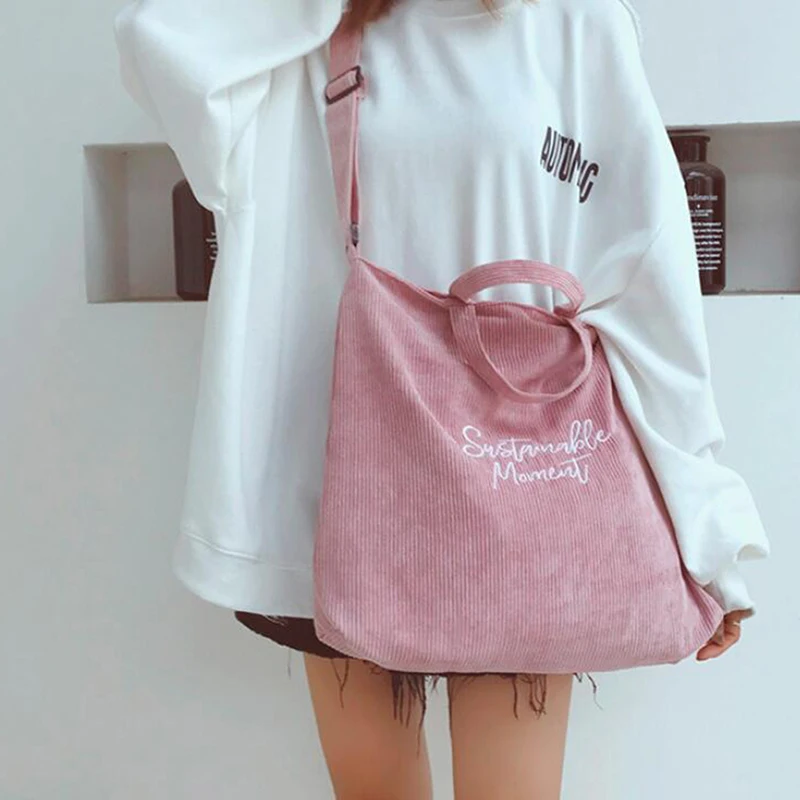 

Women Velvet Canvas Tote Ladies Casual Shoulder Bag Foldable Reusable Shopping Bags Beach Bag Female Cotton Tote Bag