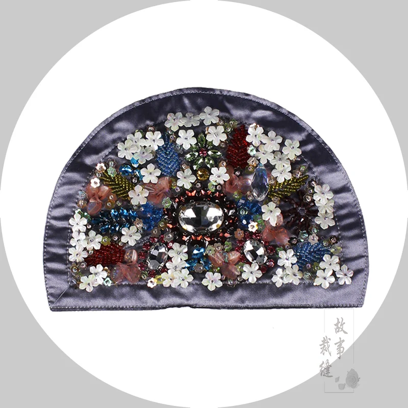 

large beaded embroidery patch flower cartoon patches for hats bag badges applique patches for clothing GU-2884