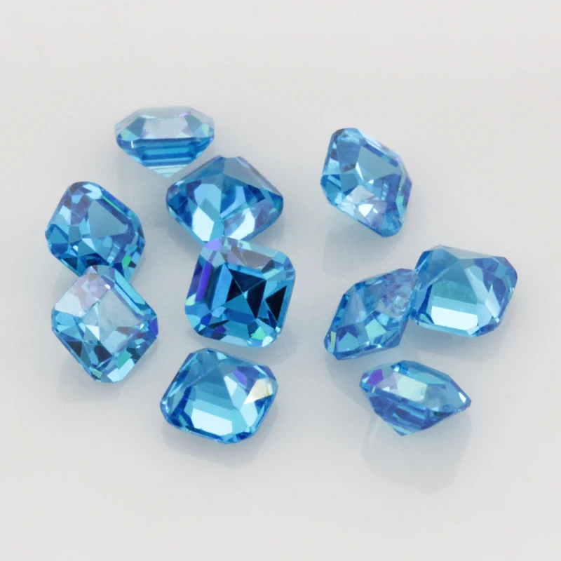 Asscher Cut Sea Blue квадратная форма свободный CZ искусственный кубический цирконий для