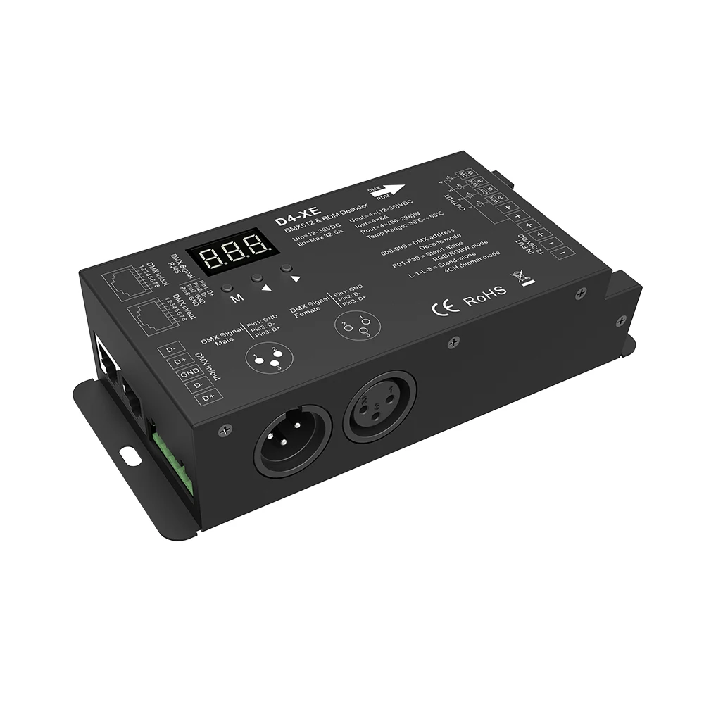 4 Ch DMX512 декодер светодиодный контроллер DC12 24 36 V ШИМ Диммер драйвер с XLR3 RJ45 для rgb лампа rgbw полосы и светодиодный модуль