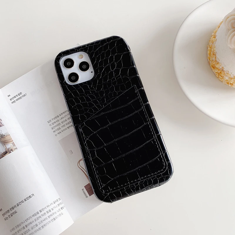 

Luxury brand 3D crocodile skin pattern Hard leather phone case for apple iphone 7 8 Plus X 12 XR MAX 11 Pro Card package cover