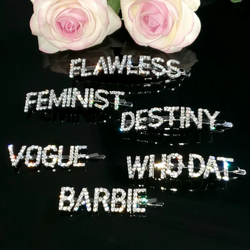 Новое поступление Лидер продаж буквы заколки для волос со стразами &quotженских