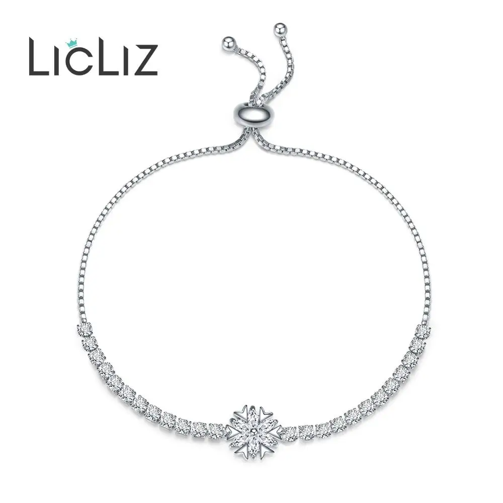 LicLiz модные уникальные браслеты с подвеской в виде снежного цветка регулируемые