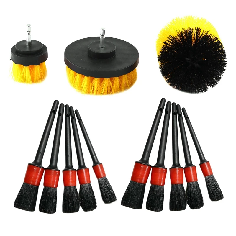 3PC Electric Drill Brush Tile Grout Power Scrubber Cleaning with 10PC Car Detail Wash Auto Detailing Kit |