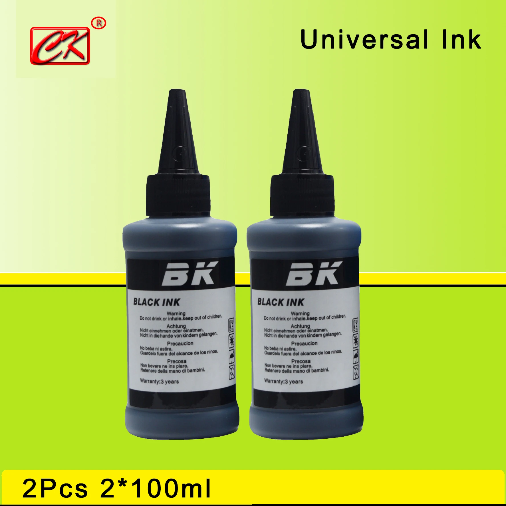 CK чернила для заправки картриджа универсальные 2BK 100 мл краски Canon HP Brother Lexmark DELL Kodak