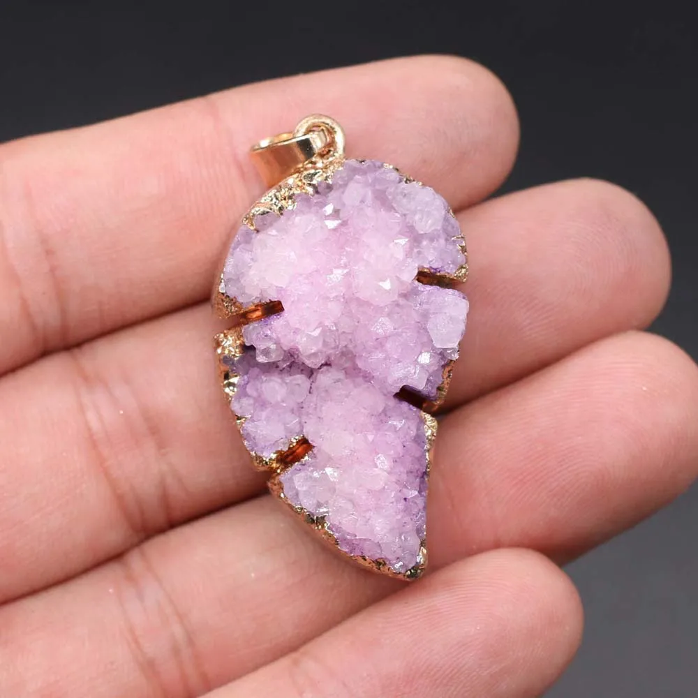 Подвеска кластер из натурального камня в форме листа изысканные Подвески для