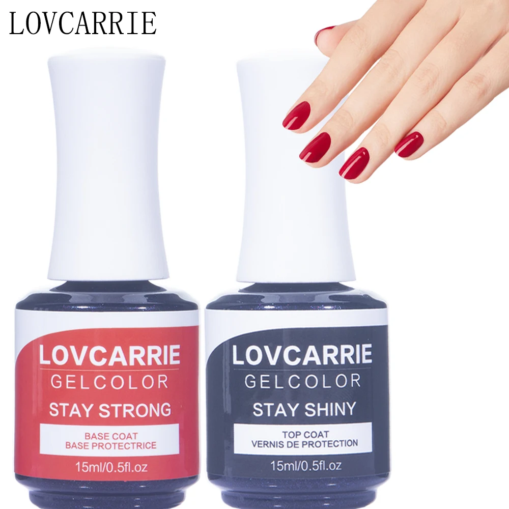 LOVCARRIE 2 шт./компл. прочное Базовое покрытие, верхнее покрытие, без протирания, резиновый Праймер, Дегидратор, искусственное матовое покрытие для ногтей