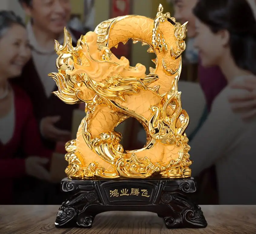 

DRAGON DISPLAY A GOLDEN DRAGON HANDICRAFT WINDFALL BUSINESS OPENING GIFT OFFICE TABLETOP DECORATION