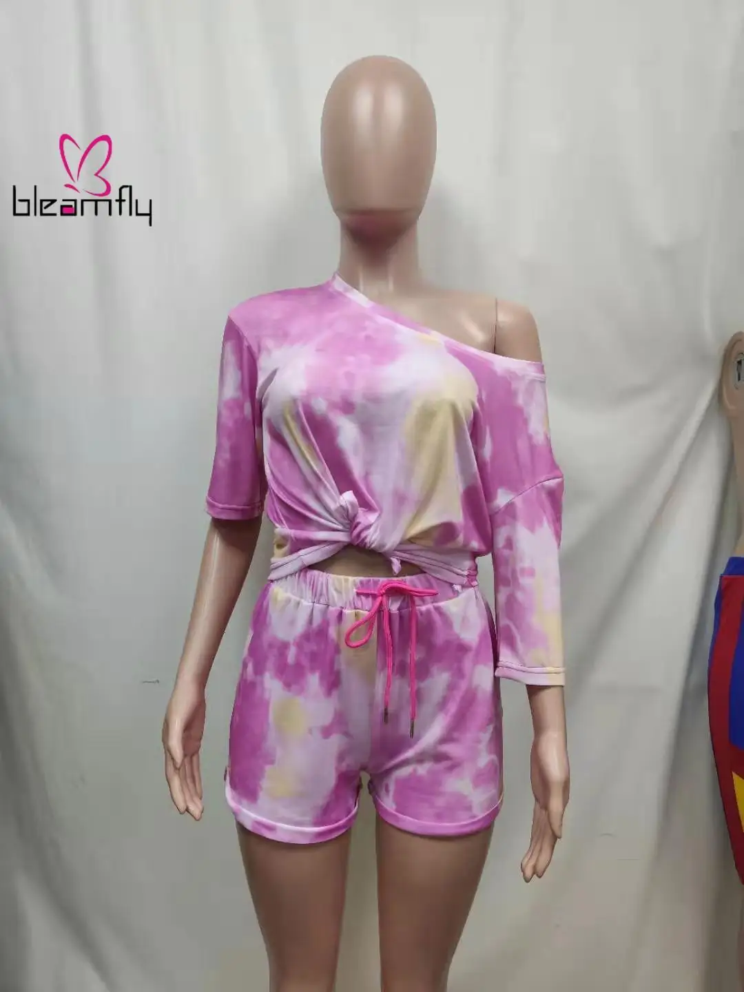 Летний новый женский костюм из двух предметов: футболка и шорты с принтом Tie Dye Galaxy