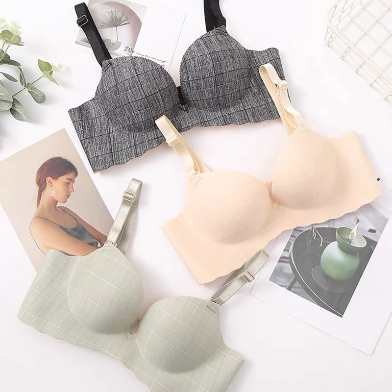 

Seamless Large Size Women's Underwear Sexy Plaid Fashion Women's Bra Comfortable And Close-Fitting Push-Up Bra And Close-Up Bra