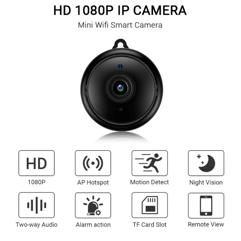 

Мини Wi-Fi IP-камера HD 1080P, Беспроводная внутренняя камера безопасности, ночное видение, двухстороннее аудио, обнаружение движения, Радионяня Com