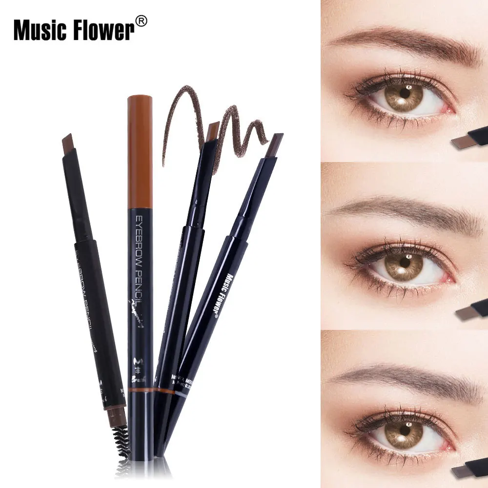 Карандаш для бровей Music flowe 3 в 1 треугольный водостойкий и устойчивый к поту