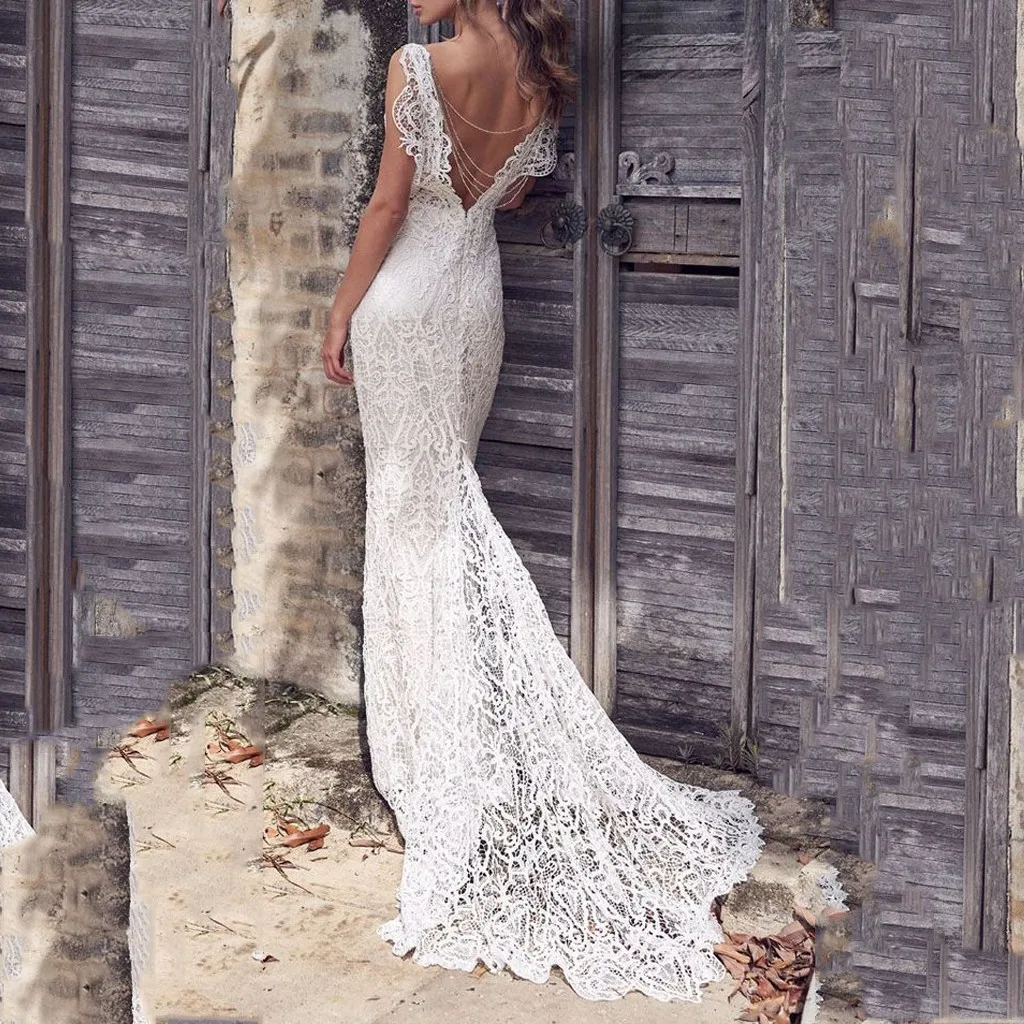 Женское длинное платье с глубоким V образным вырезом и открытой спиной|Женские