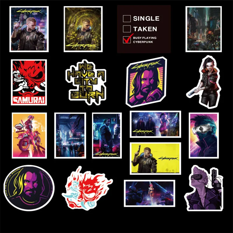 50 шт в наборе Лидер продаж наклейки из игры для лаптоп Чемодан ноутбук Cyberpunks