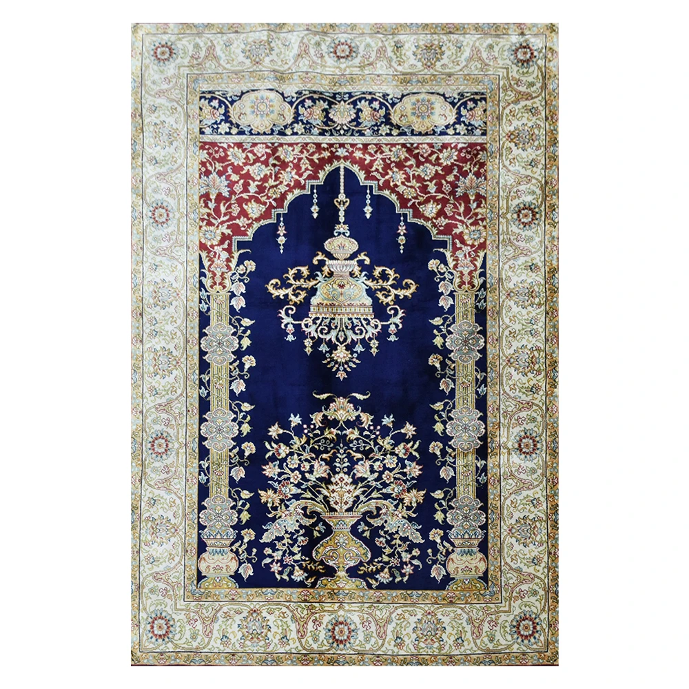 2 5 'x 4' синяя ваза с цветами шелковый ковер ручной работы узлом турецкий