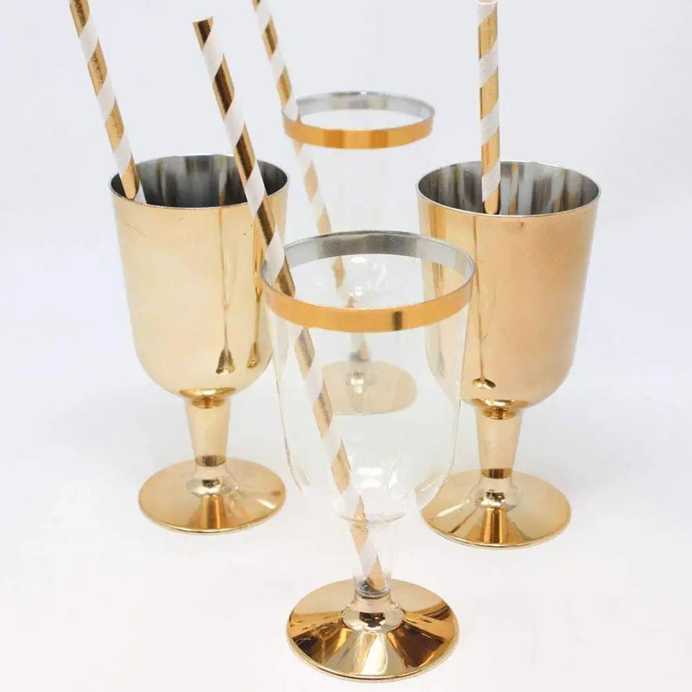 

50 шт., одноразовые бумажные соломинки в полоску под розовое золото