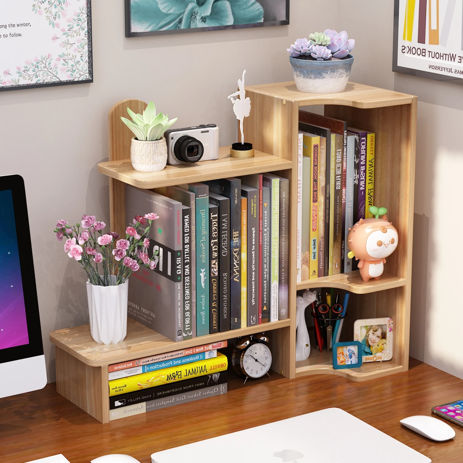 

Open Multifunctional Creative Desktop Bookshelf Children's Simple Desk Storage Racks Bookcase Office Storage Bookshelf Decor