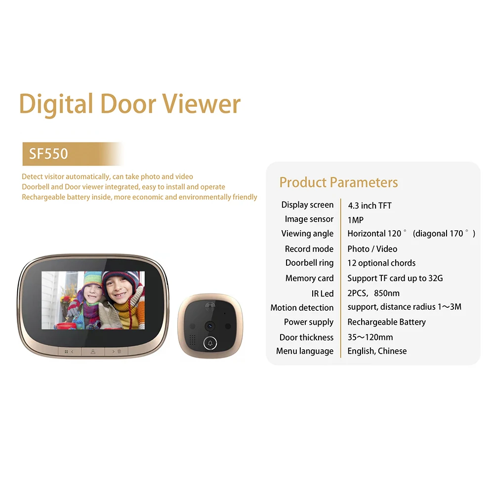 

ligent Electronic Cat Eye Doorbell Household Visual Anti-Theft Wireless Doorbell