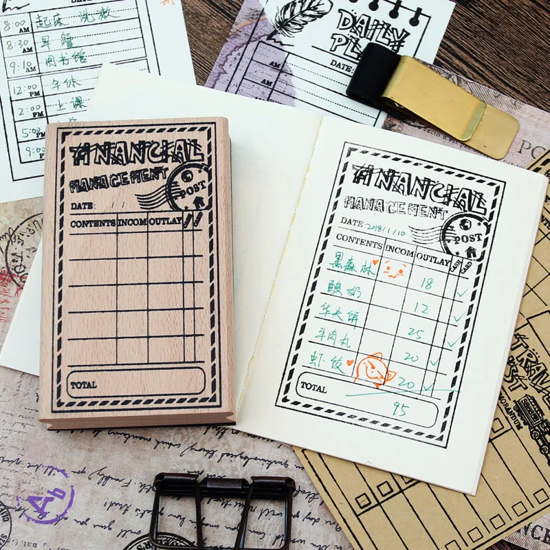 Большие деревянные ретро PDA план печать ручного счета Примечания точечная