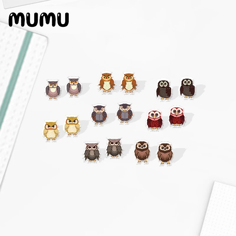 2020 Новый Винтаж Сова серьги гвоздики в форме птицы Art акриловые эпоксидной смолы