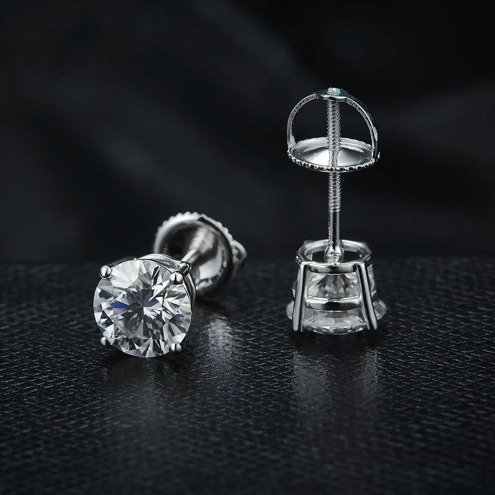 Серьги-гвоздики Genuine14K из белого золота 585 пробы 2 0ctw D с круглыми бриллиантами