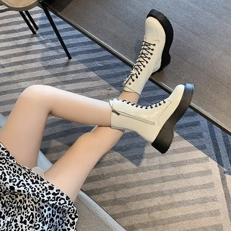 

Martin Short Boots Women Shoes Autumn Increase Handsome Platform Boots Woman Shoes Winter Cool Girls Motorcycle Ankle Boots