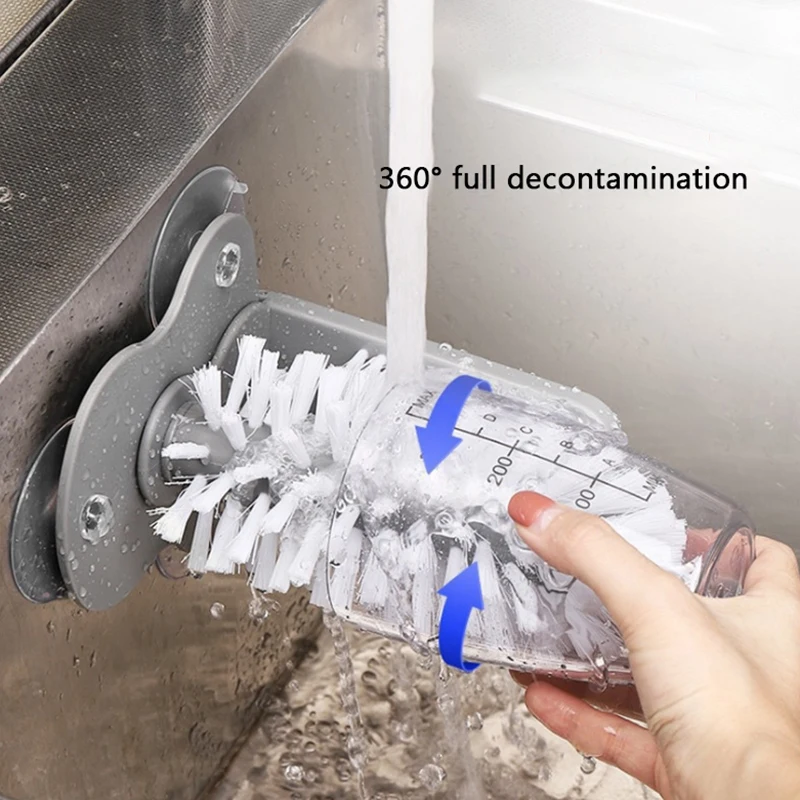 

Cup Scrubber Glass Cleaner Bottles Brush Sink Kitchen Accessories 2 in 1 Drink Mug Wine Suction Cup Cleaning Brush Gadgets