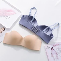 high quality cotton candy seemless strapless push up and anti slip non steel ring girls underwear small bra