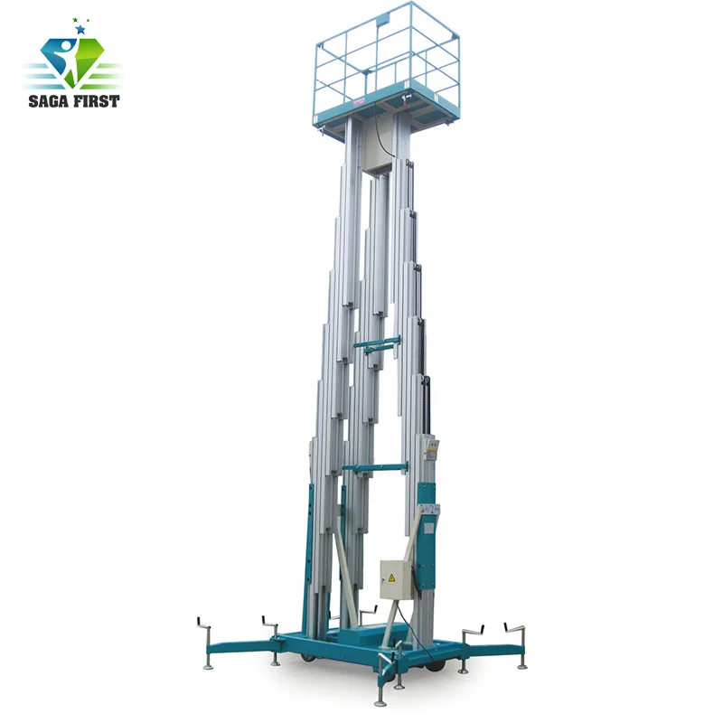 Двойные мачты алюминиевый гидравлический подъемник для воздушных работ|hydraulic