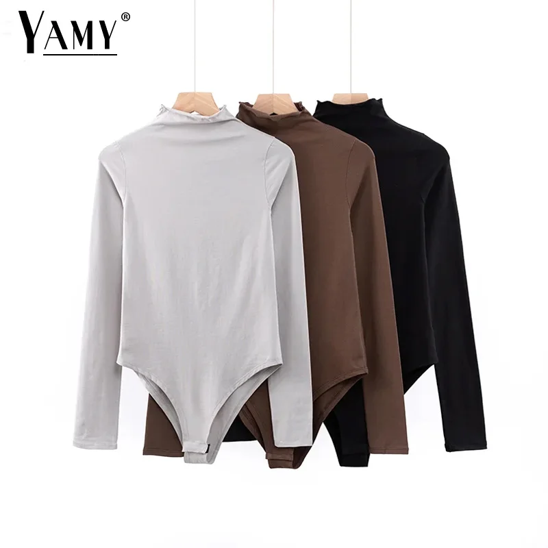 Сексуальный черный боди с открытыми плечами женский комбинезон длинными