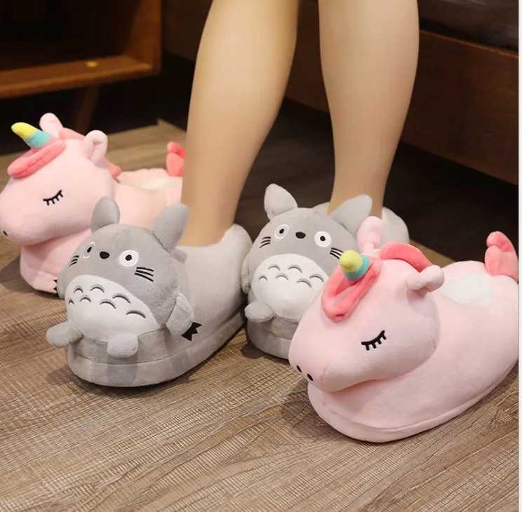 Плюшевая обувь симпатичные Тапочки с животными милые супер мягкие теплые