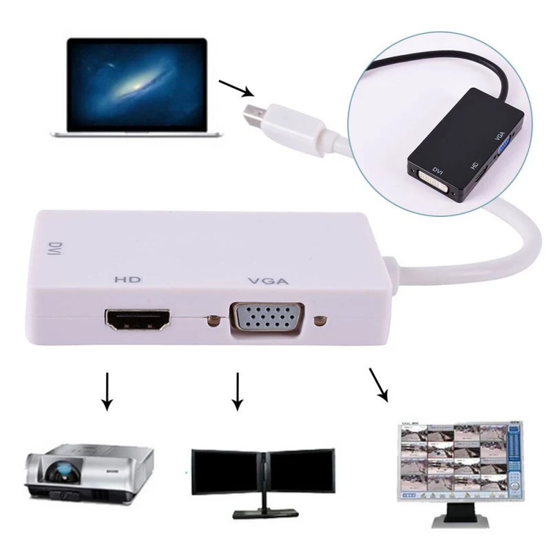 

Mini Displayport DP Thunderbolt To DVI VGA HDMI-compatible Video Converter Adapter Cable for MacBook Pro Air Mac To Monitor TV