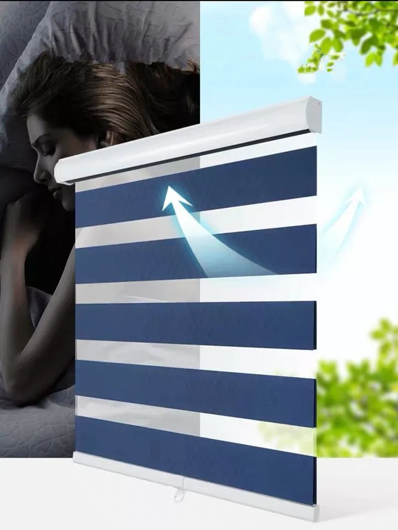 Шторы с пружинной системой беспроводные свободная остановка Зебра