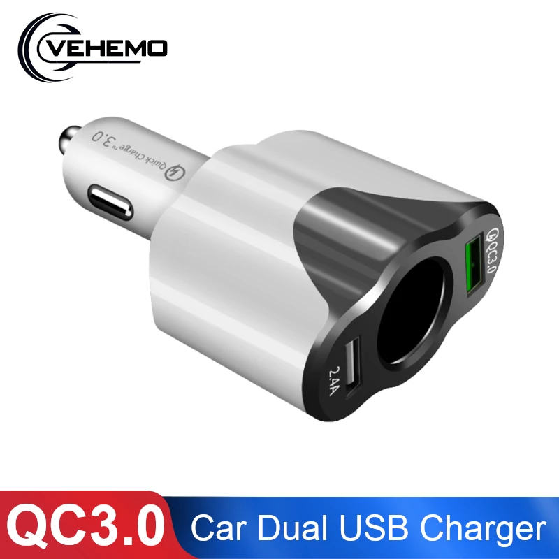 QC3.0 2.4A двойной USB разветвитель автомобильного прикуривателя гнездо адаптер