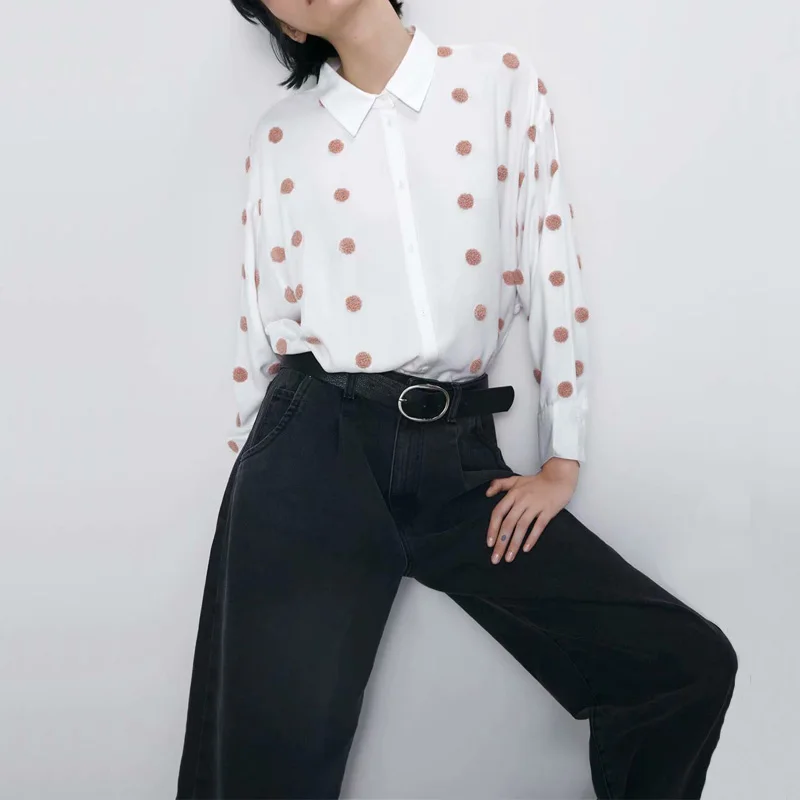 Осенняя Повседневная рубашка женская с длинными рукавами однотонный лацкан