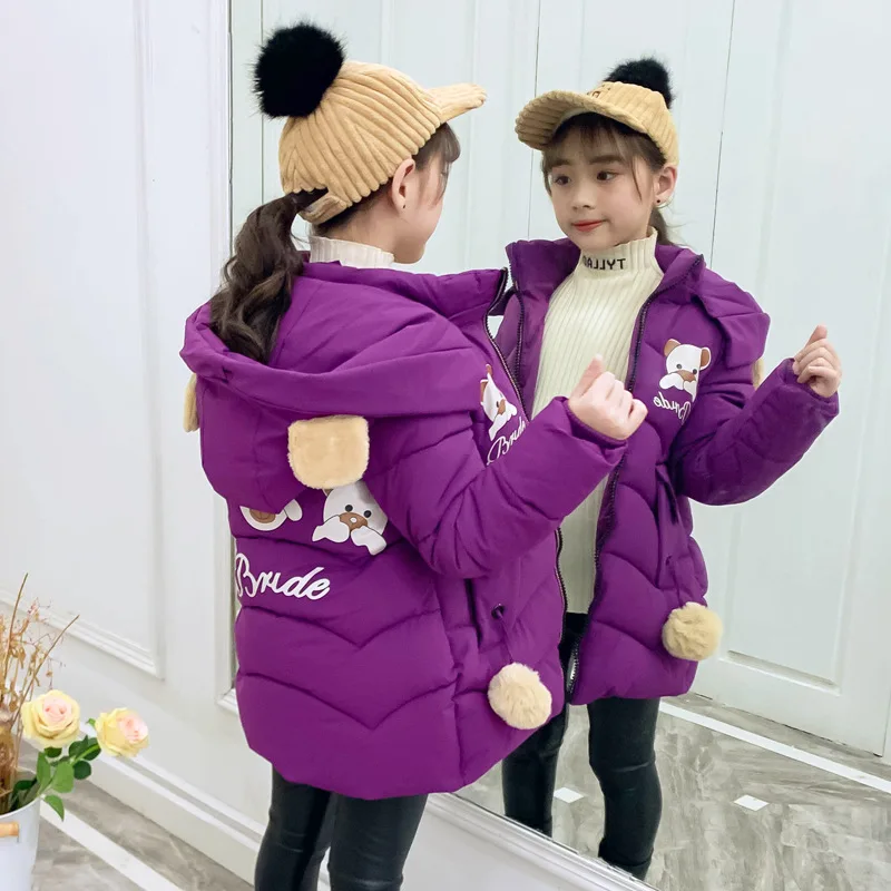 Зимняя куртка одежда с хлопковой подкладкой для девочек плотный Детский