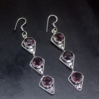 gemstonefactory big promotion unique 925 silver beautiful purple amethyst women ladies gifts dangle drop earrings 20212262