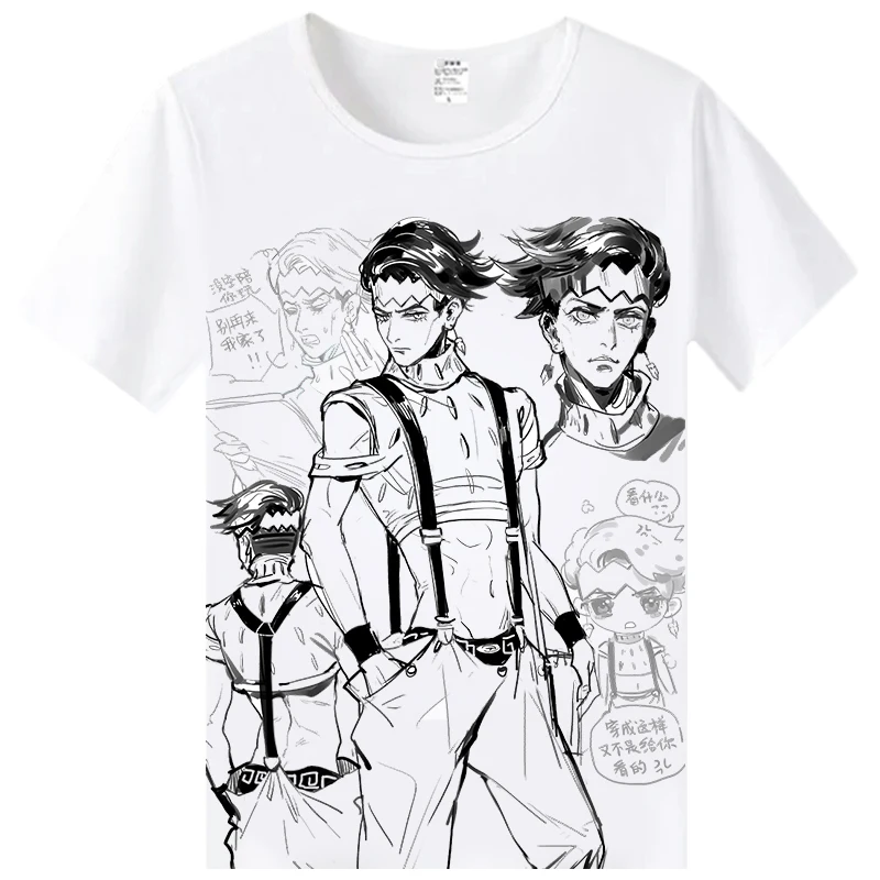 Футболка с коротким рукавом для мужчин и женщин топ в японском стиле аниме Джоджо