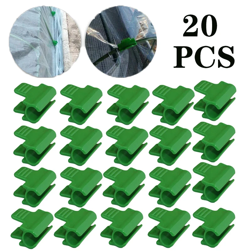 

20pcs Hoop Clips Shading Netting Outer Diameter Row Cover Plant Stakes Pipe Cloth Clamps Antitear for Greenhouse Shelters Garden