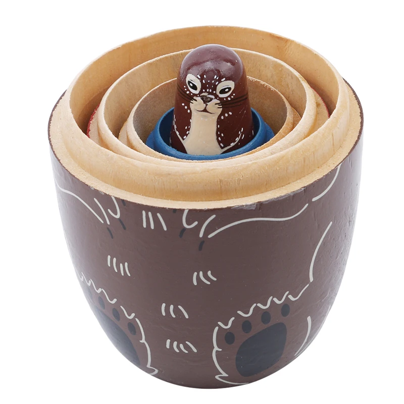 

5Pcs/Set New Cute Animal Russian Dolls Wooden Bear Owl Rabbit Pattern Fun Matryoshka Dolls Baby Story Accessory Doll Toys