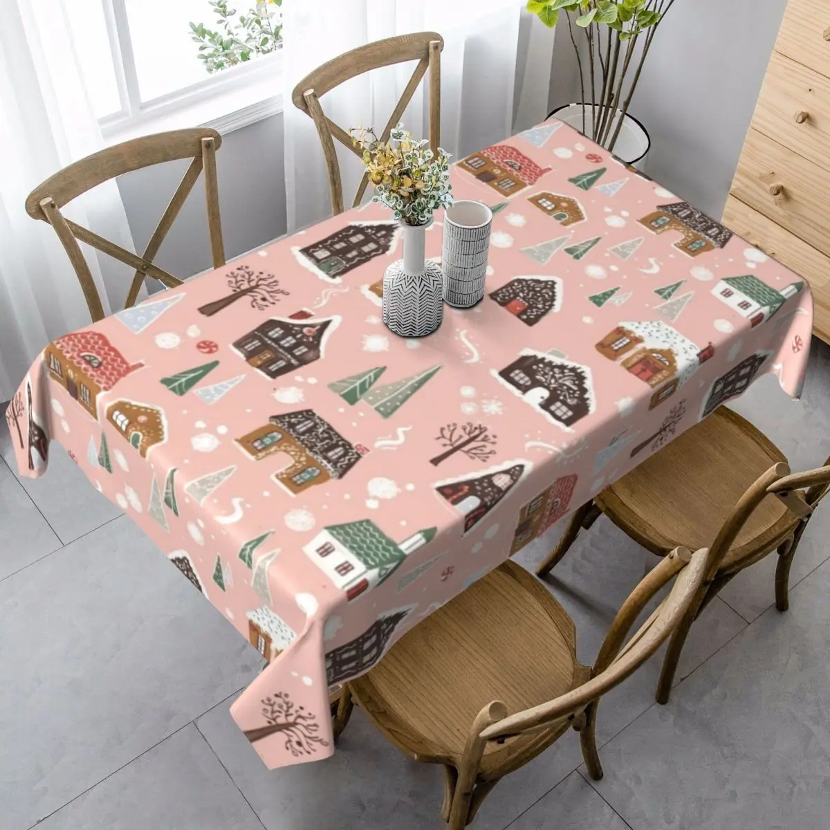 

House Tablecloth Spring Polyester Table Cover Vintage Cheap Protection Print Table Cloth