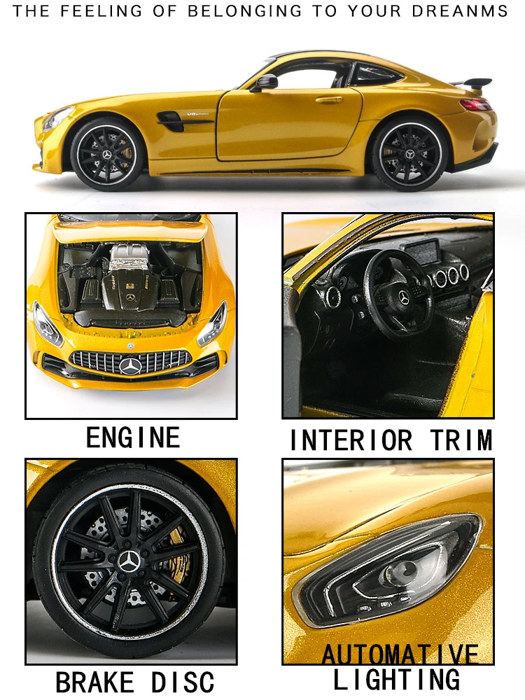 Welly 1:24 Mercedes Benz AMG GTR автомобильный брелок для автомобильных ключей имитационная