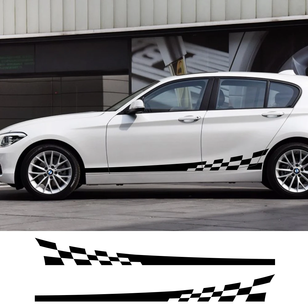 

2PCS Car Sticker Streak Plaid Auto Long Stripe Styling Decals Vinyl Film Side Body Sticker Car Decoration Tuning Accessories