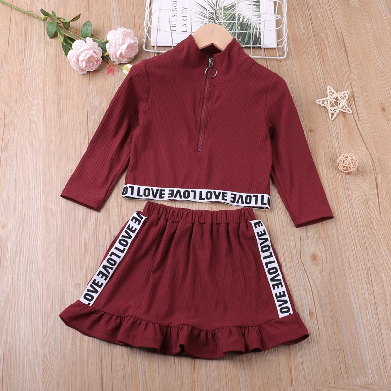 Купи 2022 Spring Sports Suit Top+Skirt 2Pcs Clothing Sets Children's Clothing Baby Girl Clothes Girl Sets за 658 рублей в магазине AliExpress